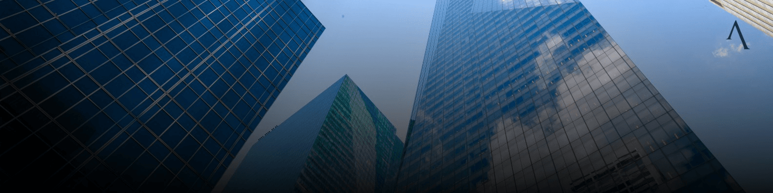 Corporate skyline seen from below